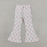 P1042 Girls pink white bow Jeans