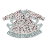 Matching Baby girls Christmas tree floral dress romper clothing