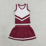 GSD4195 girls red white sleeveless skirt outfits yoga