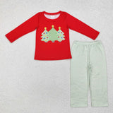 Matching Christmas trees red clothing