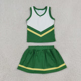 GSD4238 girls team green white sleeveless skirt outfits yoga