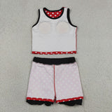 GSD4080 baby girls dot red sleeveless scalloped skirt Outfits yoga