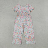SR3987 baby girls flower short sleeve Jumpsuit