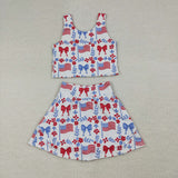 GSD3499 baby girls July Fourth sleeveless skirt Outfits yoga
