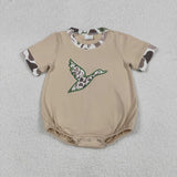 Matching Baby boys duck camo short sleeves romper outfits embroidery