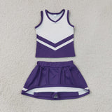 GSD4192 girls purple white sleeveless skirt outfits yoga