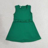 GSD3742 girls solid green sleeveless dress yoga