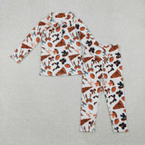 Matching RTS NO MOQ Baby Girls cheer Yoga Long Sleeve Trousers outfits set