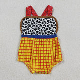 Matching Girls boys girls toy yellow checkered romper