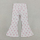 P1042 Girls pink white bow Jeans