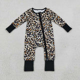 LR3242 baby boys halloween leopard long sleeve zipper romper