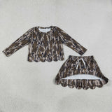 GLD1615 Girls camo long sleeve scalloped skirt Outfits