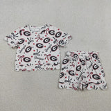 Matching Baby girls team short sleeve scalloped shorts outfits