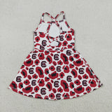 GSD3633 girls team C red leopard dress yoga
