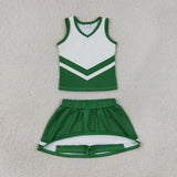 GSD4191 girls green white sleeveless skirt outfits yoga