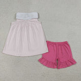 GSSO3019 baby girls cross Easter rose shorts outfit