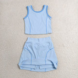 Matching Baby girls sleeveless solid skirt outfits yoga