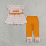 Matching Boys girls  pumpkin clothing embroidery