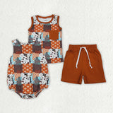Matching Baby boy cowboy sleeeveless romper outfits