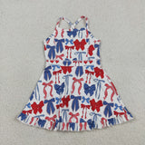 GSD4064 girls July Fourth blue red bow slip dress yoga