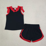 Matching Baby girls team sleeveless bow shorts outfits cotton