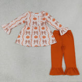 Matching baby girls fall pumpkin bow clothing