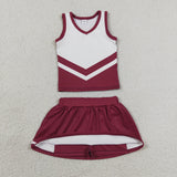 GSD4195 girls red white sleeveless skirt outfits yoga