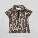 BT1721 Boys camo short sleeve zipper shirt  top