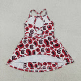 GSD3633 girls team C red leopard dress yoga