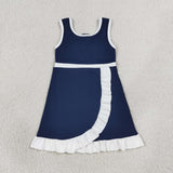 GSD4145 girls navy white sleeveless floral dress yoga