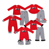 Sibling matching  Valentine's day embroidered car red clothing