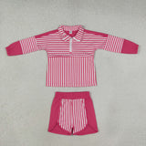 GLS0106 Girls stripe rose zipper long sleeve shorts Outfits yoga