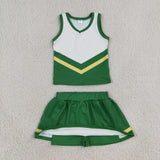 GSD4238 girls team green white sleeveless skirt outfits yoga