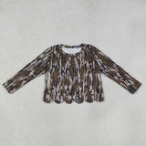 GLD1615 Girls camo long sleeve scalloped skirt Outfits