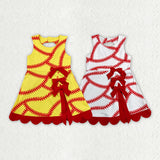 Matching Baby girls softball sleeveless bow scalloped dress yoga