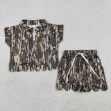 GSSO3563 girls camo zipper scalloped shorts outfits