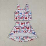 GSD3499 baby girls July Fourth sleeveless skirt Outfits yoga