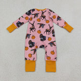 LR3252 baby boys turkey deer pumpkin zipper romper