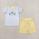 Matching  Baby boys Ice lolly  stripe romper outfits embroidery