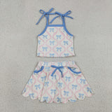 GSD3727 baby girls pink bow slip skirt Outfits yoga