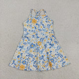 GSD3565 girls blue flower slip Dress yoga