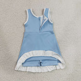 GSD4124 girls blue white sleeveless floral dress yoga