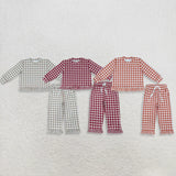 Matching  girls plaid long sleeve ruffle clothing
