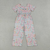 SR3987 baby girls flower short sleeve Jumpsuit