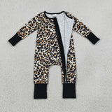 LR3242 baby boys halloween leopard long sleeve zipper romper