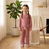 GLP3675 baby girls plaid long sleeves ruffle pant outfits