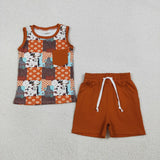 Matching Baby boy cowboy sleeeveless romper outfits