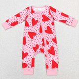 Matching Baby girls Valentine love long sleeve pajamas