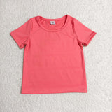 GT1641 Girls solid red short sleeve top yoga