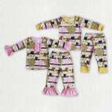 5.5  Matching Girls boys girls Valentine bee stripe pajamas